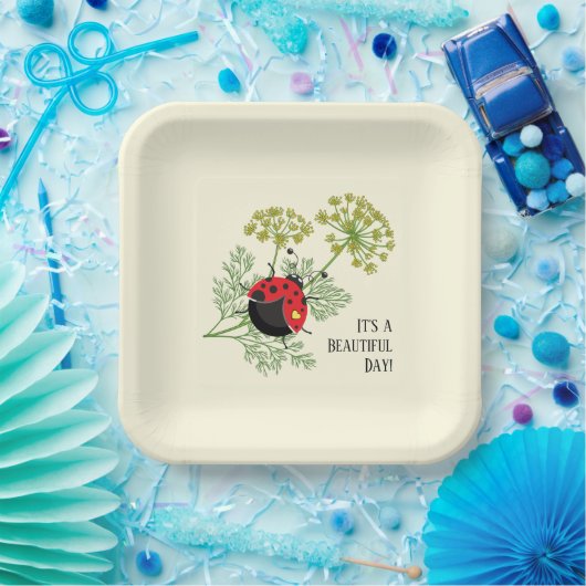 Niedliche Ladybug | Schöner Tag Pappteller (Party)