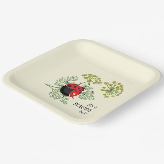 Niedliche Ladybug | Schöner Tag Pappteller (Gewinkelt)