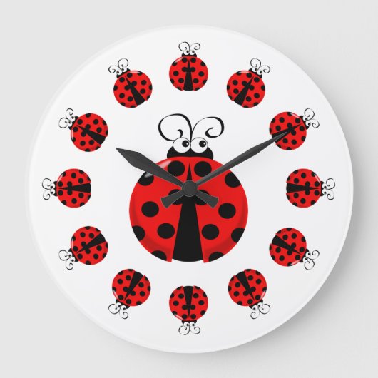 Niedliche Ladybug-Uhr Große Wanduhr (Vorderseite)