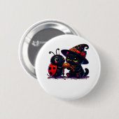 Niedliche Ladybug und Black Cat Halloween Classic  Button (Vorne & Hinten)