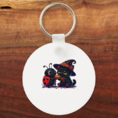 Niedliche Ladybug und Black Cat Halloween Classic Schlüsselanhänger (Vorderseite)