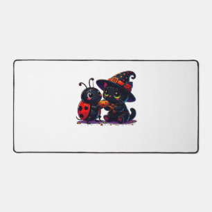Niedliche Ladybug und Black Cat Halloween Classic Schreibtischunterlage