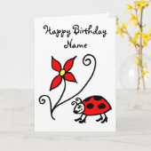 Niedliche Ladybug und Blume Geburtskarte Karte (Gelbe Blume)