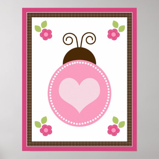 Niedliche Ladybug und Blume Kinderzimmer Art Poste Poster (Vorne)