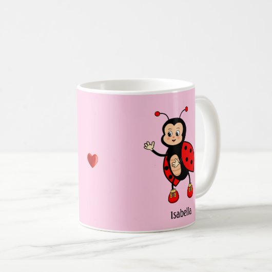 Niedliche Ladybug und Herz Kaffeetasse (VorderseiteRechts)