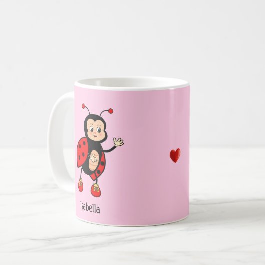 Niedliche Ladybug und Herz Kaffeetasse (Vorderseite Links)