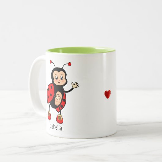 Niedliche Ladybug und Herz Zweifarbige Tasse (Vorderseite Links)