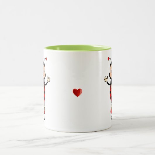 Niedliche Ladybug und Herz Zweifarbige Tasse (Mittel)
