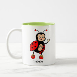 Niedliche Ladybug und Herz Zweifarbige Tasse