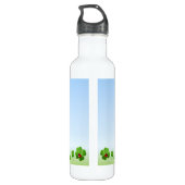 Niedliche Ladybug, vierblättrige Clovers auf hellb Edelstahlflasche (Rückseite)
