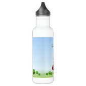 Niedliche Ladybug, vierblättrige Clovers auf hellb Edelstahlflasche (Links)