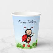 Niedliche Ladybug, vierblättrige Clovers Geburtsta Pappbecher (Vorderseite)