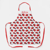 Niedliche Ladybug White Design Red Black Whimsical Schürze (Vorderseite)