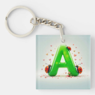 Niedliche Ladybugs auf dem Alphabet-Brief A Schlüsselanhänger
