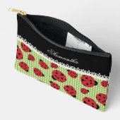 Niedliche Ladybugs auf grün und individuelle Name Zubehörtasche (Offen)