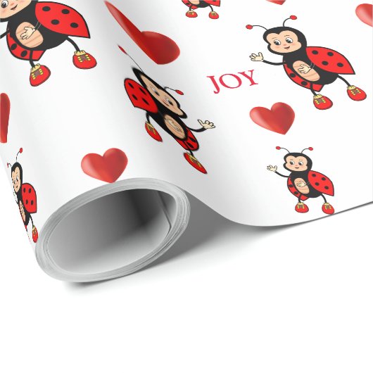 Niedliche Ladybugs auf Weiß Geschenkpapier (Rolleneckpunkt)