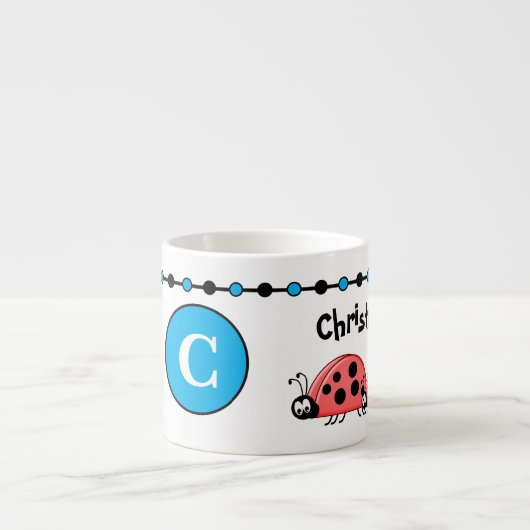 Niedliche Ladybugs blau schwarz mit Sternenkindern Espressotasse (Vorderseite)