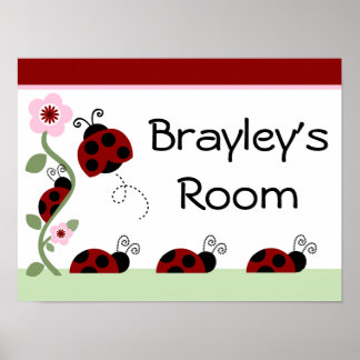 Niedliche Ladybugs & Blume Art Print Sign Poster