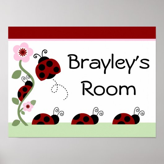 Niedliche Ladybugs & Blume Art Print Sign Poster (Vorne)