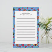 Niedliche Ladybugs-Blume hören Schmetterlinge Briefpapier (Stehend Vorderseite)