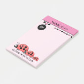 Niedliche Ladybugs Dinge zu tun, um Kinder rosa zu Post-it Klebezettel (angewinkelt)