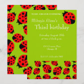 Niedliche Ladybugs Einladung (Vorne/Hinten)