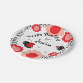 Niedliche Ladybugs erste Geburtstagsparty Pappteller (Schrägansicht)