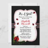 Niedliche Ladybugs Es ist eine MädchenBaby-Dusche Einladung (Vorderseite)