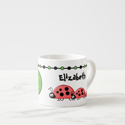 Niedliche Ladybugs grün schwarz mit Sternenkind Espressotasse (Vorderseite Rechts)