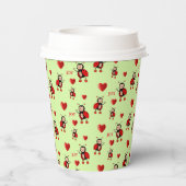 Niedliche Ladybugs, Herz & Joy Text auf Light Gree Pappbecher (Rückseite)