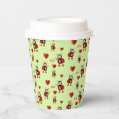 Niedliche Ladybugs, Herz & Joy Text auf Light Gree Pappbecher (Vorderseite)