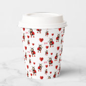 Niedliche Ladybugs, Herz & Joy Text auf Weiß Pappbecher (Links)