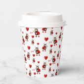 Niedliche Ladybugs, Herz & Joy Text auf Weiß Pappbecher (Rückseite)