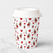 Niedliche Ladybugs, Herz & Joy Text auf Weiß Pappbecher (Rechts)