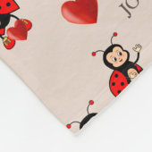 Niedliche Ladybugs, Herz und Joy Text auf heller B Fleecedecke (Ecke)