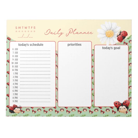 Niedliche LadyBugs Kids Daily Planner Notepad Notizblock (Vorderseite)