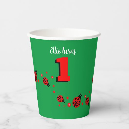 Niedliche Ladybugs mit Herz Pappbecher (Vorderseite)