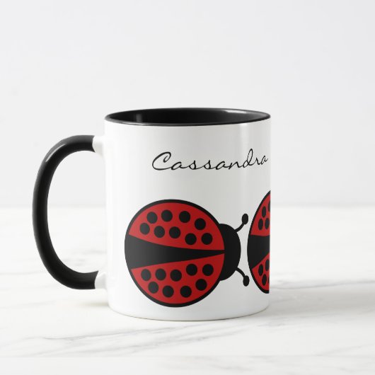 Niedliche Ladybugs mit Ihrem Namen Tasse (Links)