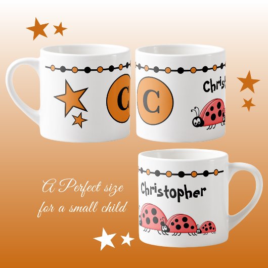 Niedliche Ladybugs orange schwarz mit Sternenkind Espressotasse