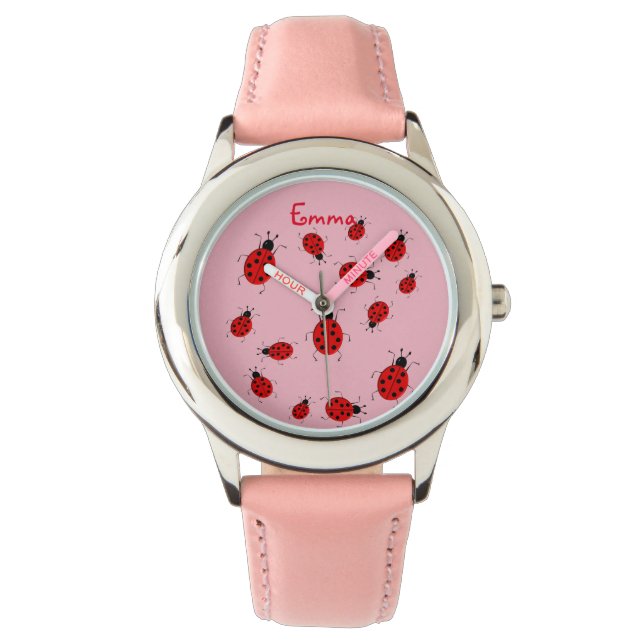 niedliche Ladybugs, personalisiert Armbanduhr (Vorderseite)