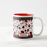 Niedliche Ladybugs Polka Dots und Wirbel Name Kaff