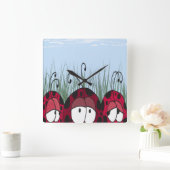Niedliche Ladybugs Quadratische Wanduhr (Zuhause)