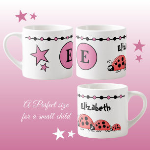 Niedliche Ladybugs rosa schwarz mit Sternenkindern Espressotasse