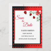 Niedliche Ladybugs, rot und schwarz | Blume Save The Date (Vorderseite)