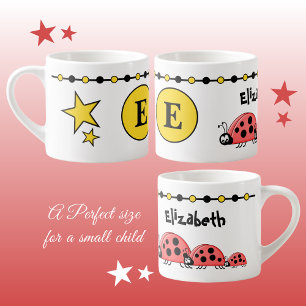 Niedliche Ladybugs schwarz mit Sternenkind Espressotasse