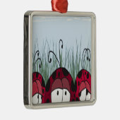 Niedliche Ladybugs Silbernes Ornament (Rechts)