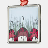 Niedliche Ladybugs Silbernes Ornament (Links)