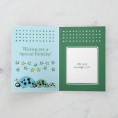 Niedliche Ladybugs Sterne Blauer Kindergeburtstag Karte (Innenseite)