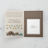 Niedliche Ladybugs Sterne Brauner Kindergeburtstag Karte (Innenseite)