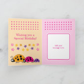 Niedliche Ladybugs Sterne Rosa Kindergeburtstag Karte (Innenseite)